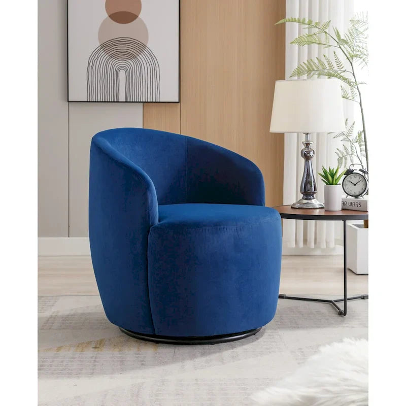 Fauteuil pivotant, Chaise de vanité ronde moderne pour salon, Fauteuil club confortable en velours, Petit canapé individuel