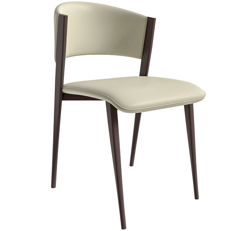 Chaise de salle à manger Aspen avec assise en cuir en métal noir
