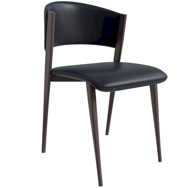 Chaise de salle à manger Aspen avec assise en cuir en métal noir