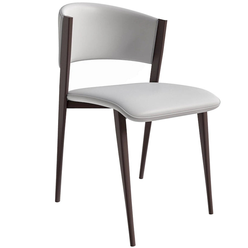 Chaise de salle à manger Aspen avec assise en cuir en métal noir