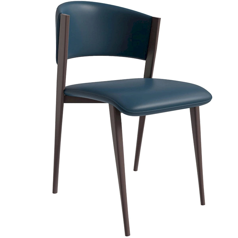 Chaise de salle à manger Aspen avec assise en cuir en métal noir