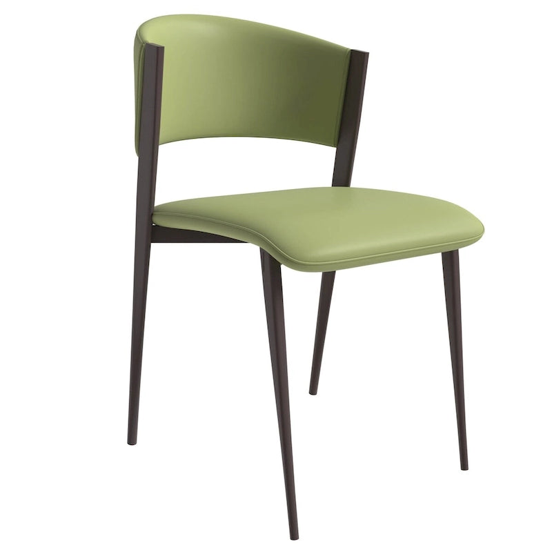 Chaise de salle à manger Aspen avec assise en cuir en métal noir