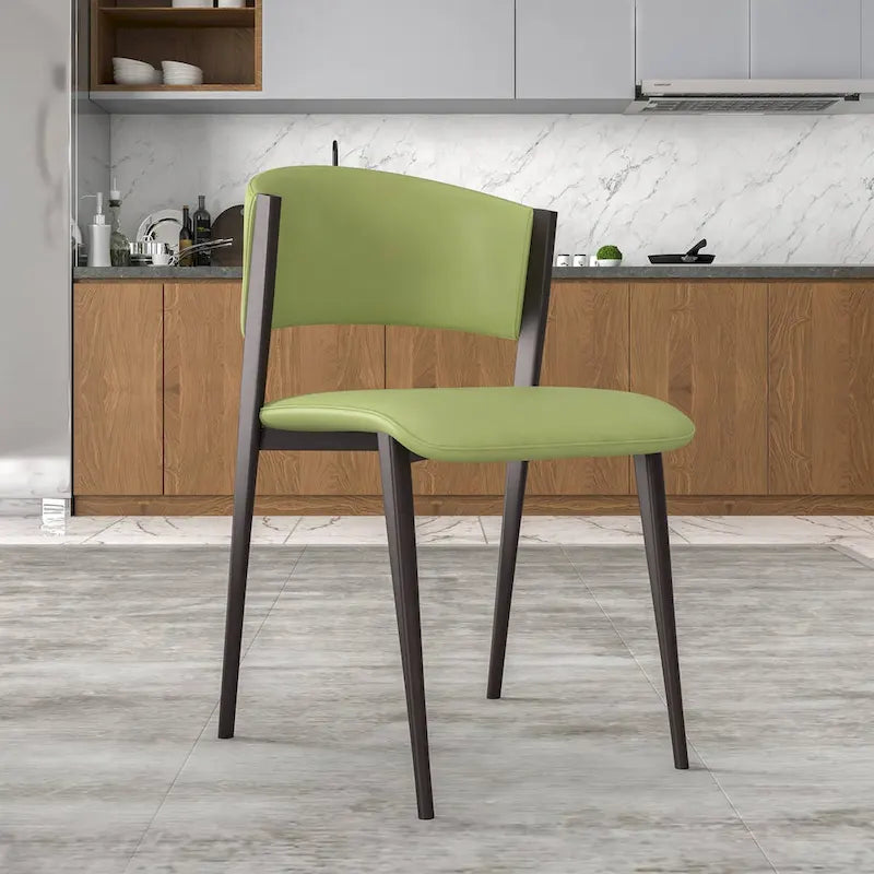 Chaise de salle à manger Aspen avec assise en cuir en métal noir