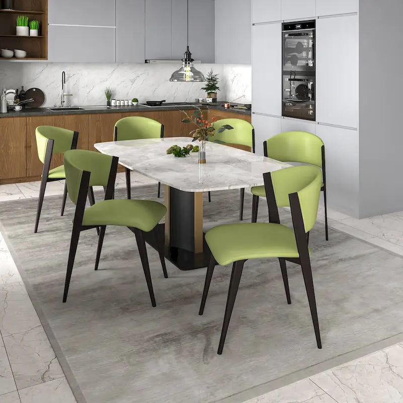 Chaise de salle à manger Aspen avec assise en cuir en métal noir