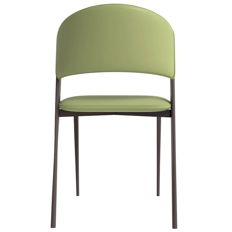 Chaise de salle à manger Aspen avec assise en cuir en métal noir