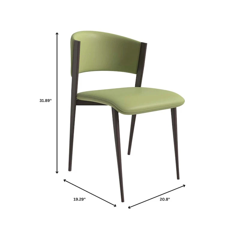 Chaise de salle à manger Aspen avec assise en cuir en métal noir