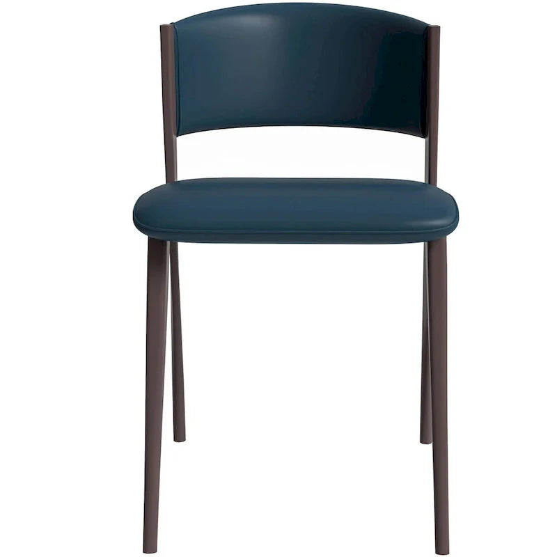 Chaise de salle à manger Aspen avec assise en cuir en métal noir