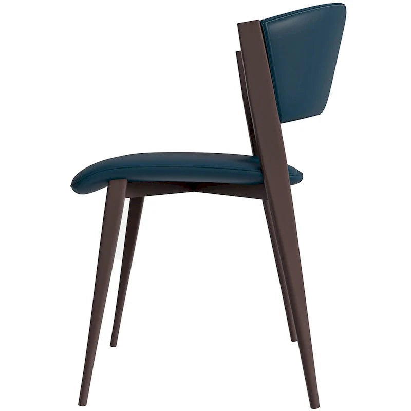 Chaise de salle à manger Aspen avec assise en cuir en métal noir