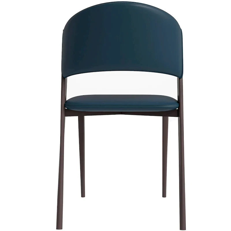 Chaise de salle à manger Aspen avec assise en cuir en métal noir