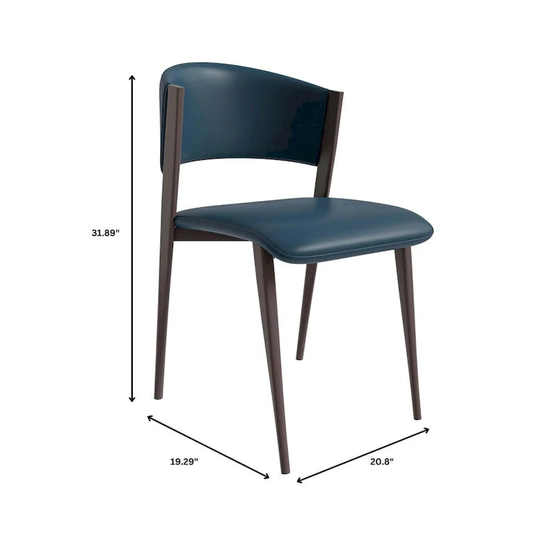 Chaise de salle à manger Aspen avec assise en cuir en métal noir