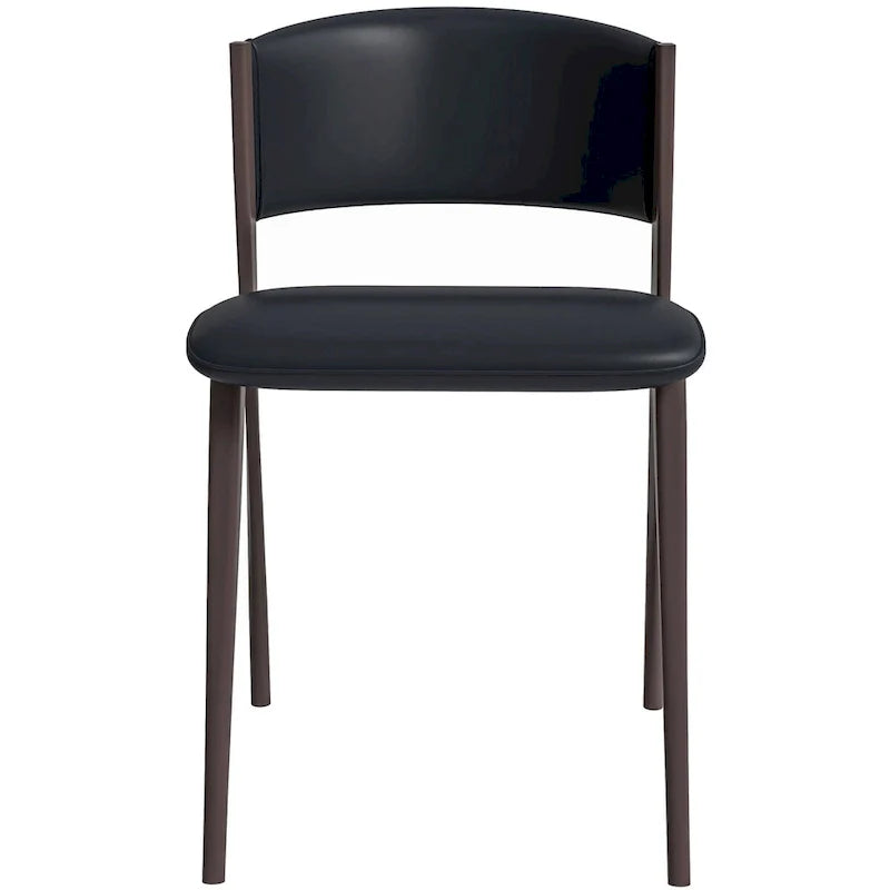 Chaise de salle à manger Aspen avec assise en cuir en métal noir