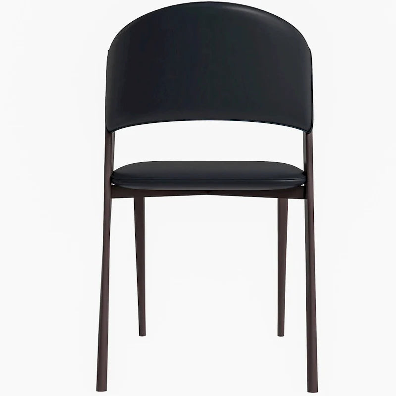 Chaise de salle à manger Aspen avec assise en cuir en métal noir