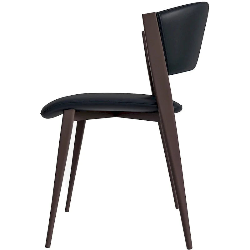 Chaise de salle à manger Aspen avec assise en cuir en métal noir