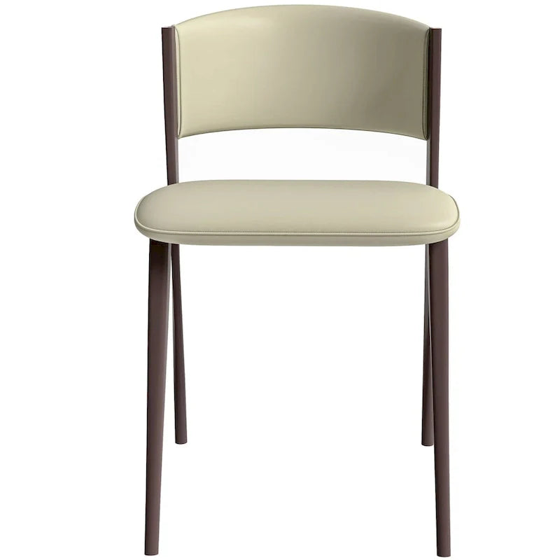 Chaise de salle à manger Aspen avec assise en cuir en métal noir