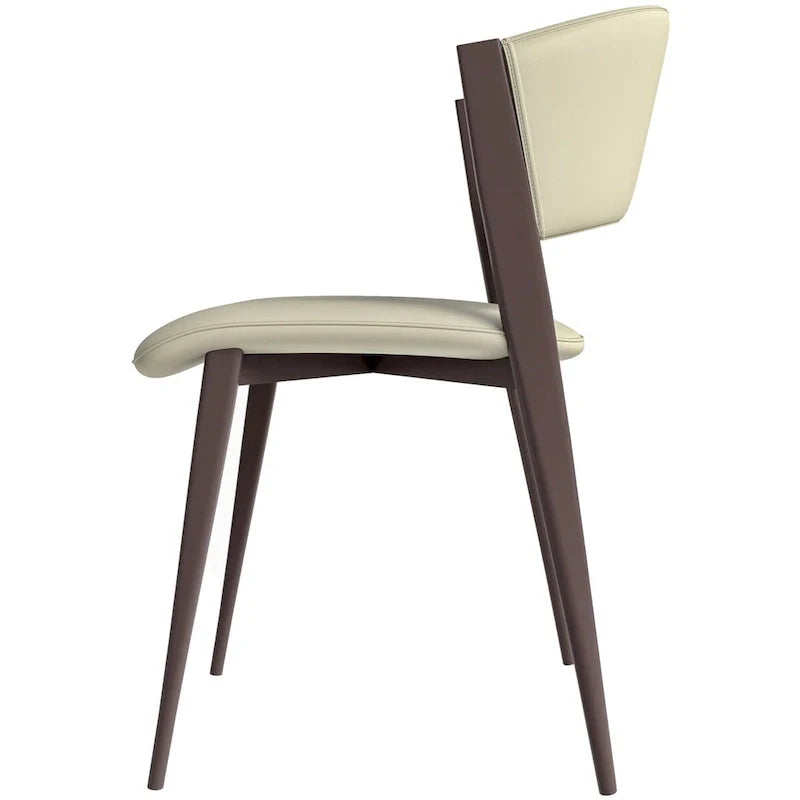 Chaise de salle à manger Aspen avec assise en cuir en métal noir