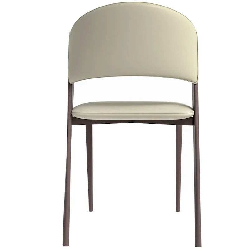 Chaise de salle à manger Aspen avec assise en cuir en métal noir
