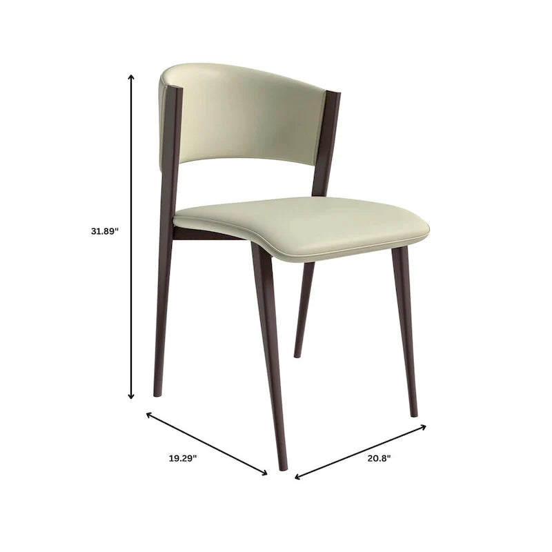 Chaise de salle à manger Aspen avec assise en cuir en métal noir