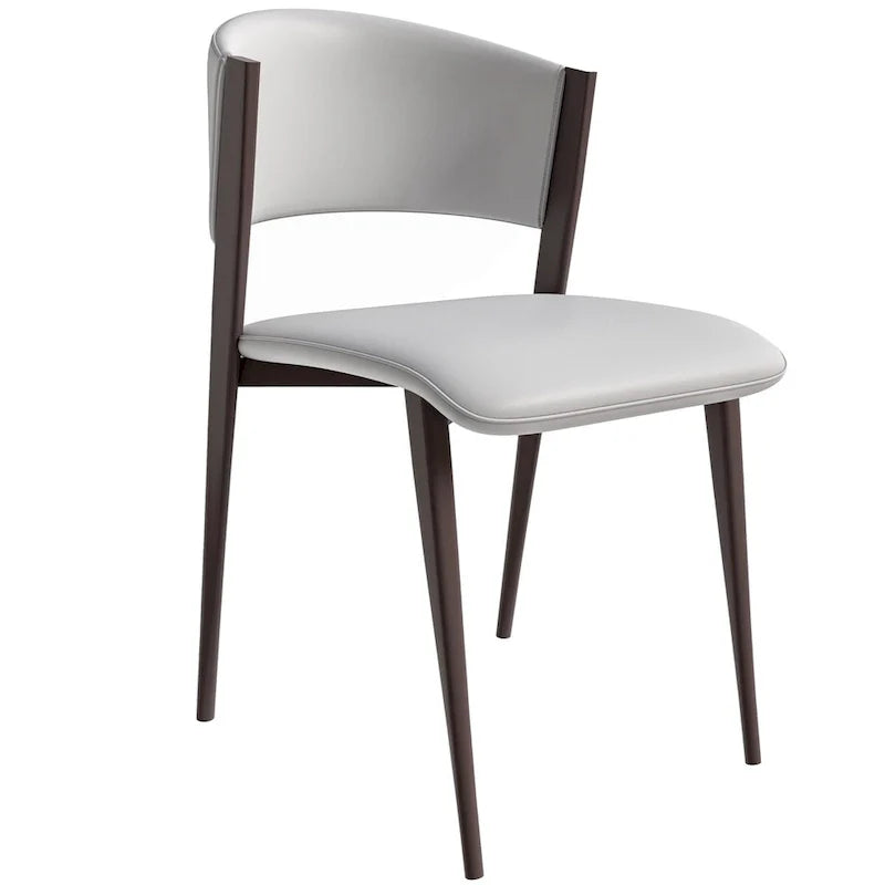 Chaise de salle à manger Aspen avec assise en cuir en métal noir