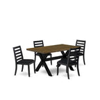 Table de salle à manger et chaises de cuisine empilables - Noir brossé