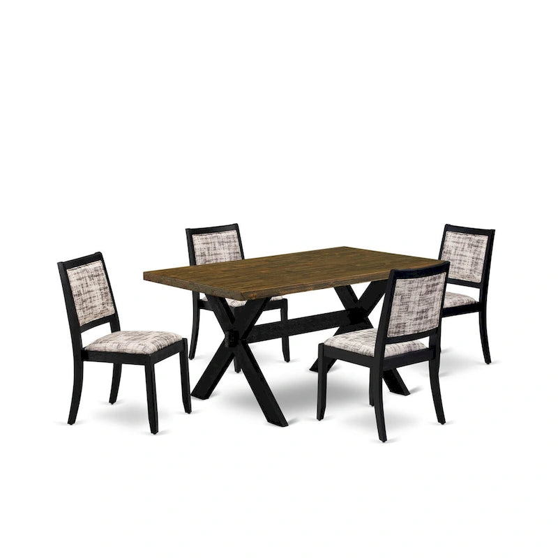 Table de salle à manger et chaises de cuisine empilables - Noir brossé