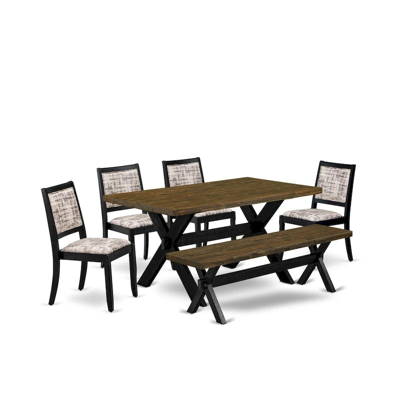 Table de salle à manger et chaises de cuisine empilables - Noir brossé