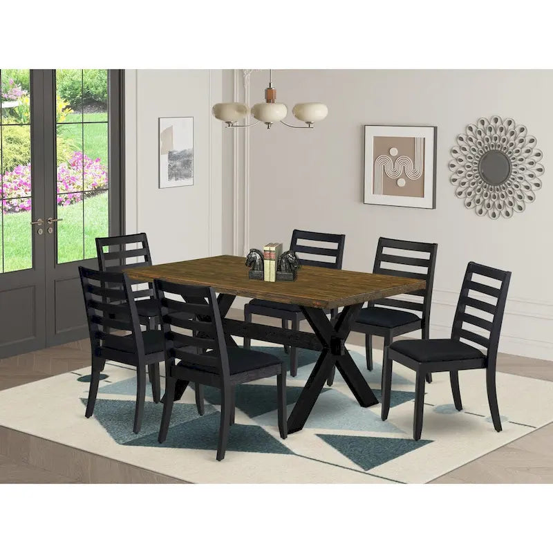 Table de salle à manger et chaises de cuisine empilables - Noir brossé