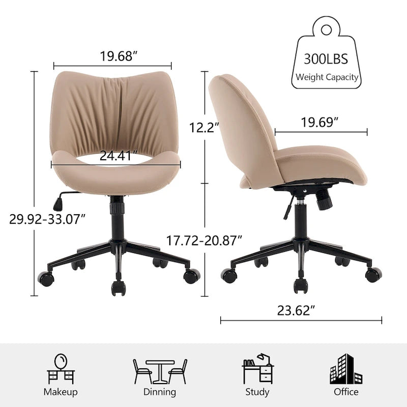 Chaise de bureau ergonomique sans accoudoirs avec roulettes