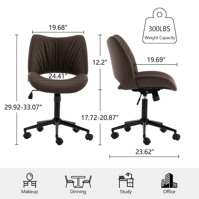 Chaise de bureau ergonomique sans accoudoirs avec roulettes