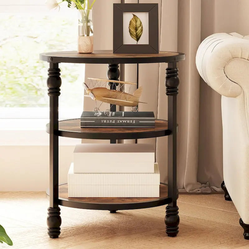 Table d'appoint ronde à 3 niveaux pour salon