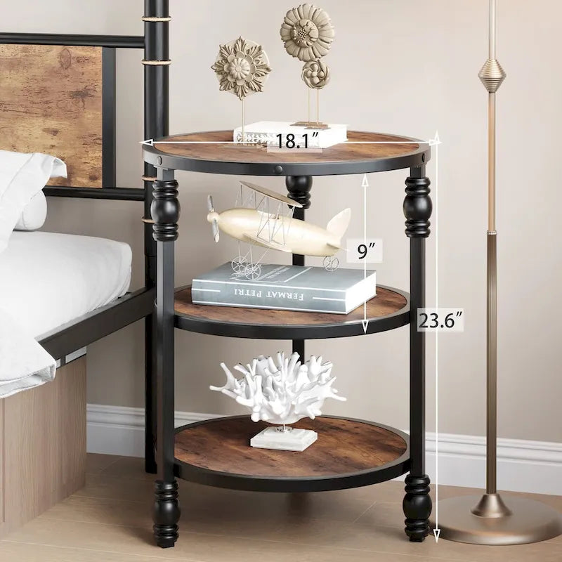 Table d'appoint ronde à 3 niveaux pour salon