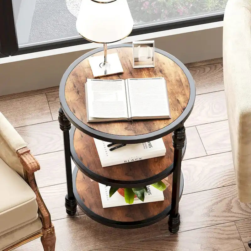 Table d'appoint ronde à 3 niveaux pour salon