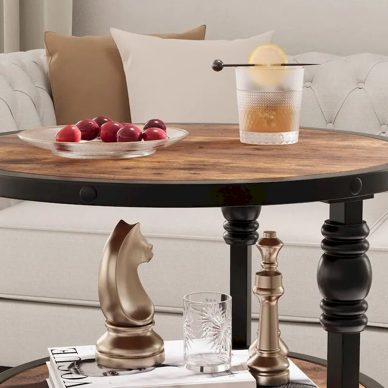 Table d'appoint ronde à 3 niveaux pour salon