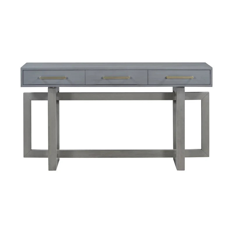 Console élégante avec trois tiroirs, Table d'entrée extra longue pour entrée, couloir, salon, foyer