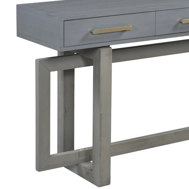 Console élégante avec trois tiroirs, Table d'entrée extra longue pour entrée, couloir, salon, foyer