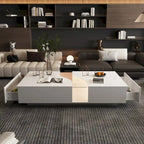 Luminous Chic: White Dual-Drawer Coffee Table with LED Display Top