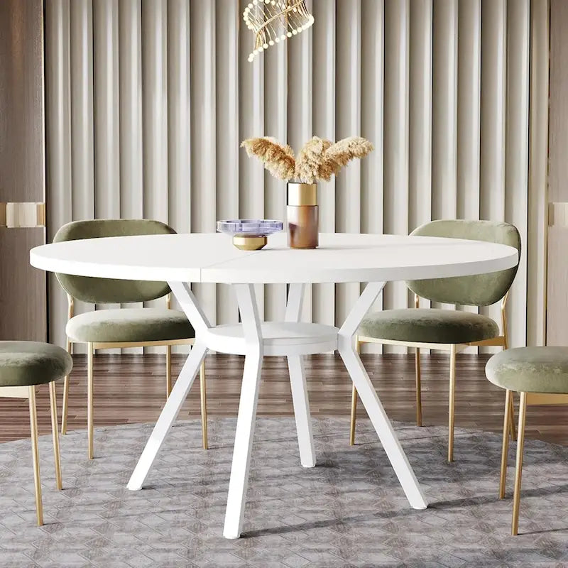 Table à manger ronde moderne de 120 cm pour 4 personnes - 120 cm (P) x 120 cm (L) x 76 cm (H)