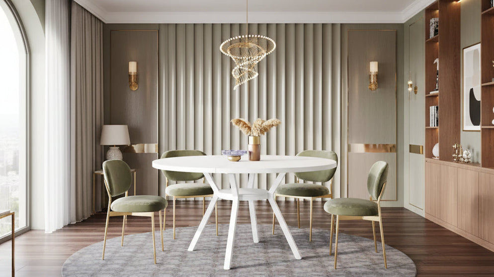 47 Inches Modern Round Dining Table for 4 - 47.2D x 47.2W x 29.9H