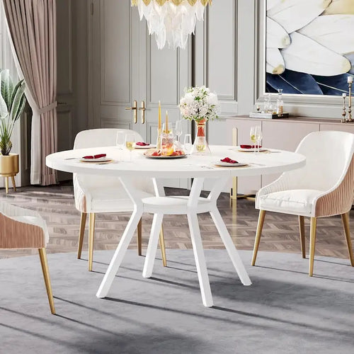 Table à manger ronde moderne de 120 cm pour 4 personnes - 120 cm (P) x 120 cm (L) x 76 cm (H)