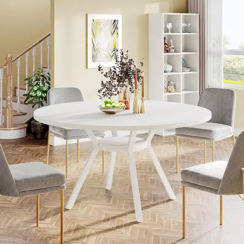 Table à manger ronde moderne de 120 cm pour 4 personnes - 120 cm (P) x 120 cm (L) x 76 cm (H)