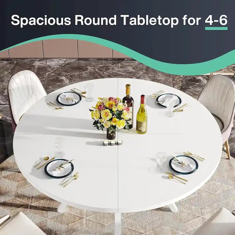 Table à manger ronde moderne de 120 cm pour 4 personnes - 120 cm (P) x 120 cm (L) x 76 cm (H)