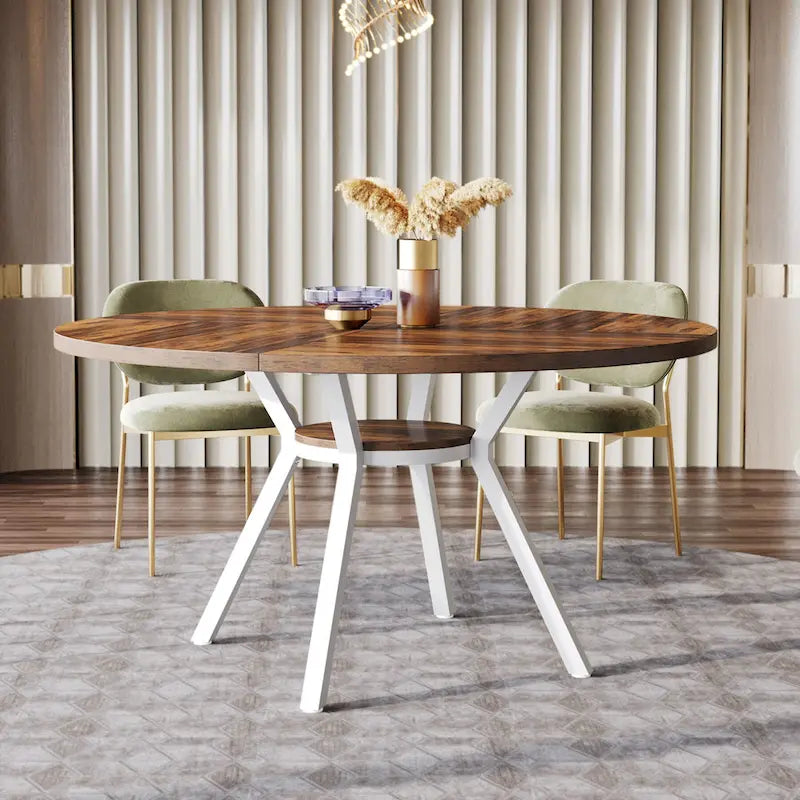Table à manger ronde moderne de 120 cm pour 4 personnes - 120 cm (P) x 120 cm (L) x 76 cm (H)