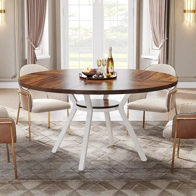 Table à manger ronde moderne de 120 cm pour 4 personnes - 120 cm (P) x 120 cm (L) x 76 cm (H)