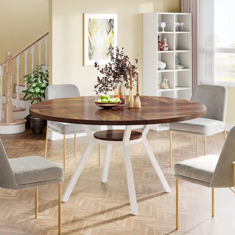 Table à manger ronde moderne de 120 cm pour 4 personnes - 120 cm (P) x 120 cm (L) x 76 cm (H)