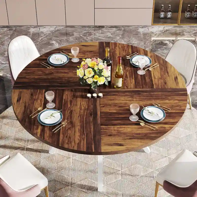 Table à manger ronde moderne de 120 cm pour 4 personnes - 120 cm (P) x 120 cm (L) x 76 cm (H)
