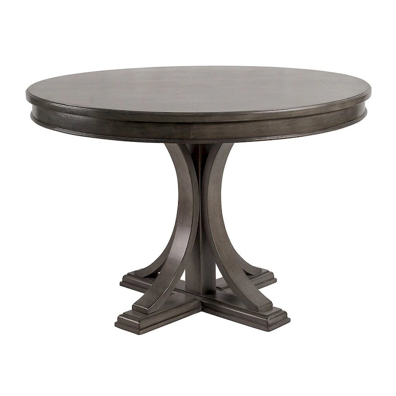 Table à manger ronde 44 po, finition bois massif, design classique, sans chaises