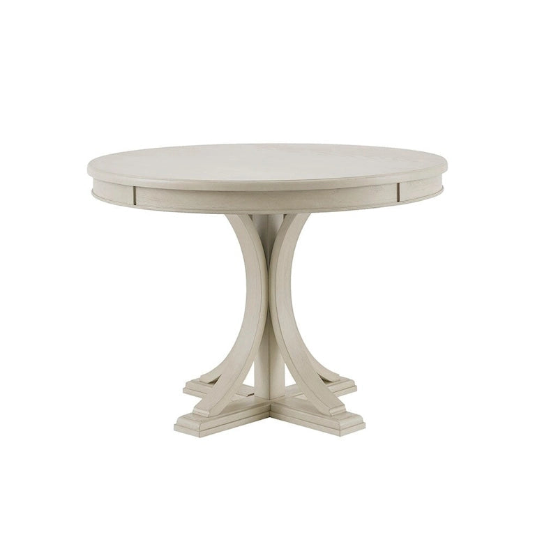 Table à manger ronde 44 po, finition bois massif, design classique, sans chaises