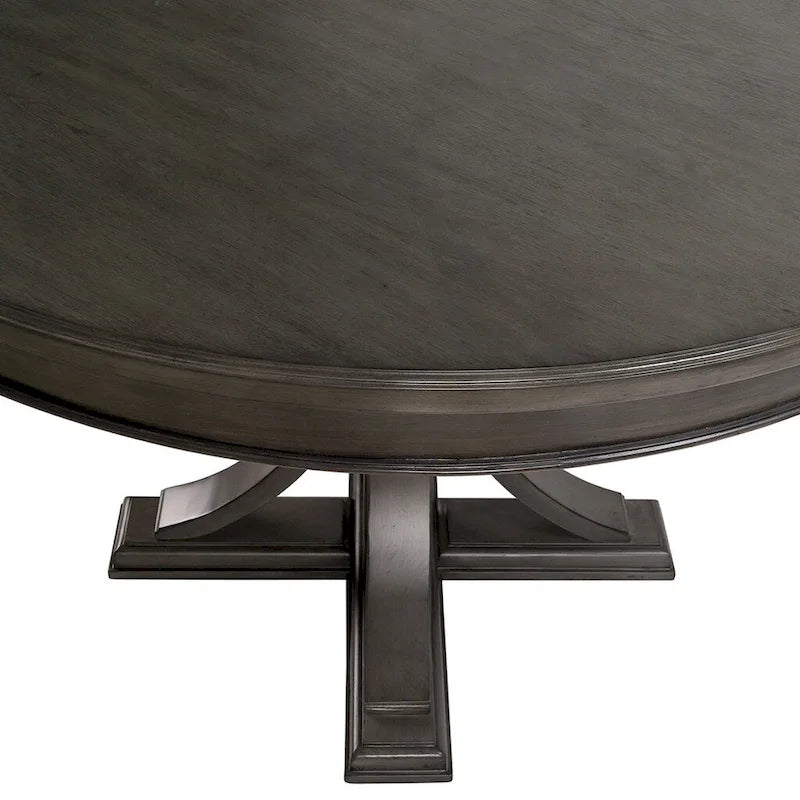 Table à manger ronde 44 po, finition bois massif, design classique, sans chaises
