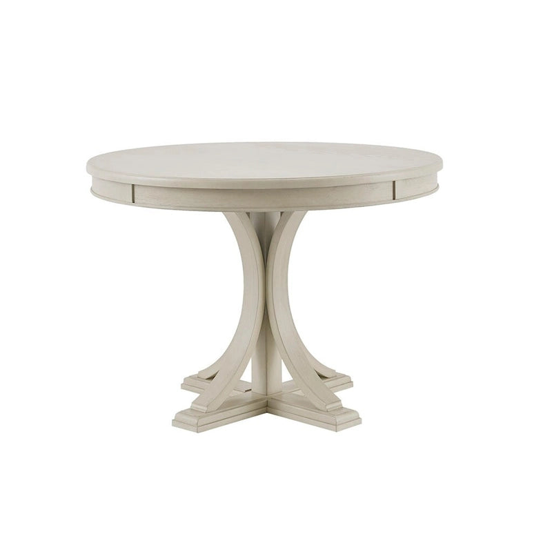 Table à manger ronde 44 po, finition bois massif, design classique, sans chaises