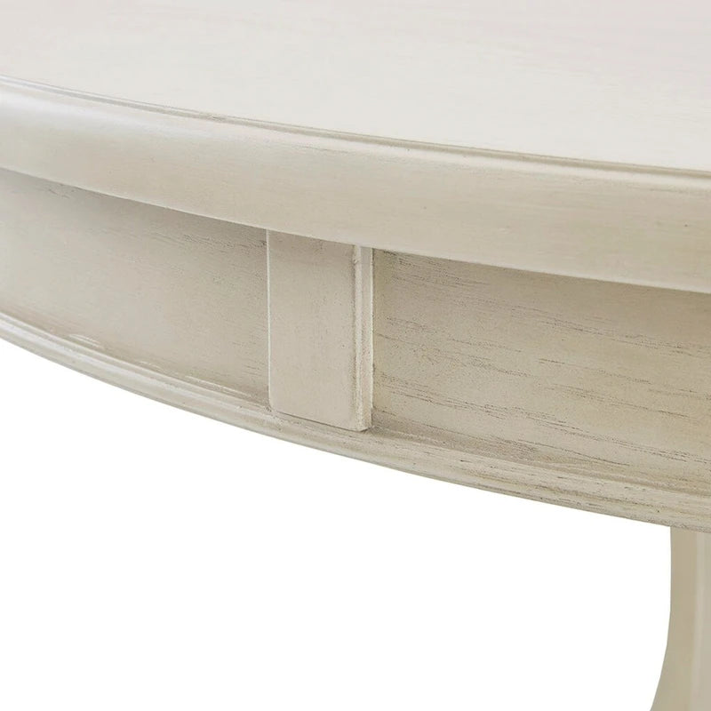 Table à manger ronde 44 po, finition bois massif, design classique, sans chaises