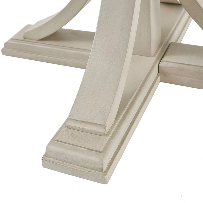 Table à manger ronde 44 po, finition bois massif, design classique, sans chaises